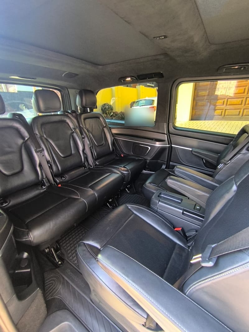 Mercedes-Benz V-Class rear cabin after an interior valet, every leather seat and mat cleaned